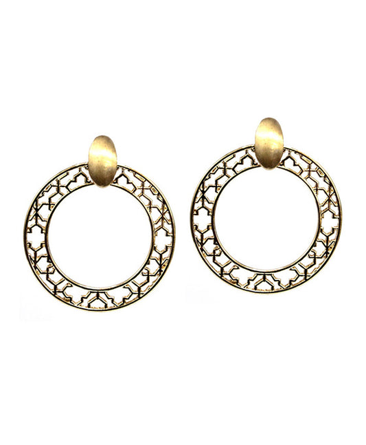 Metal Round Post Earring