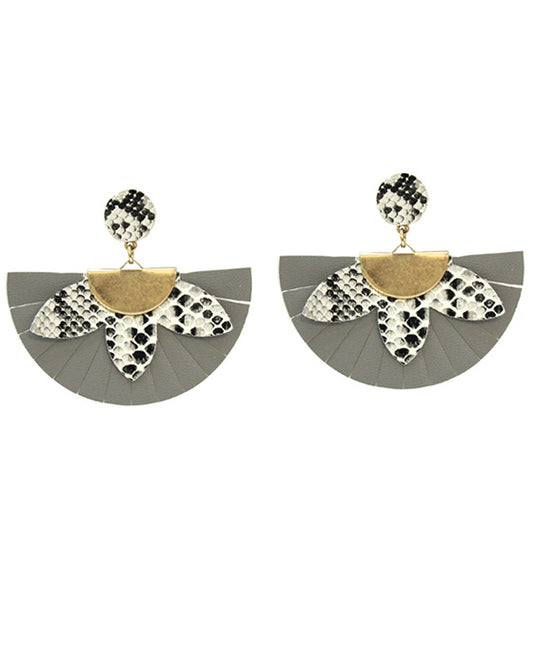 Fan Shape Animal Print Post Earring