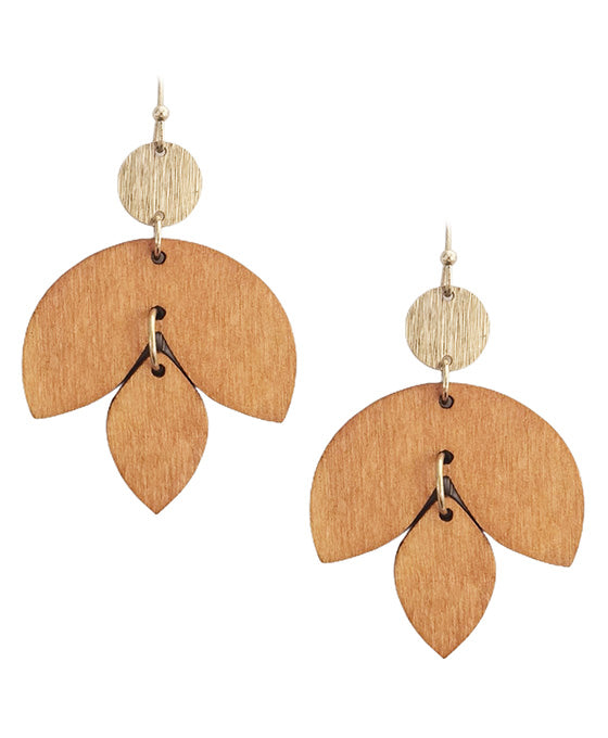 Flower Shape Wood Earring