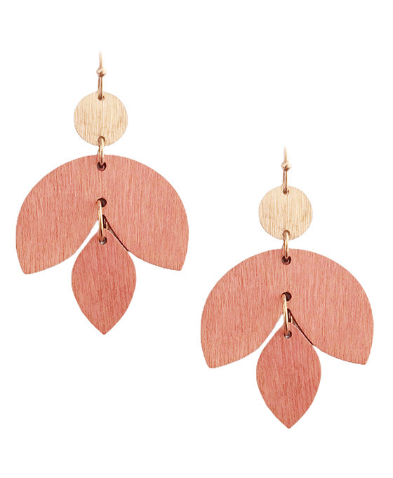 Flower Shape Wood Earring