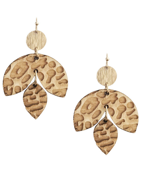 Flower Shape Wood Earring