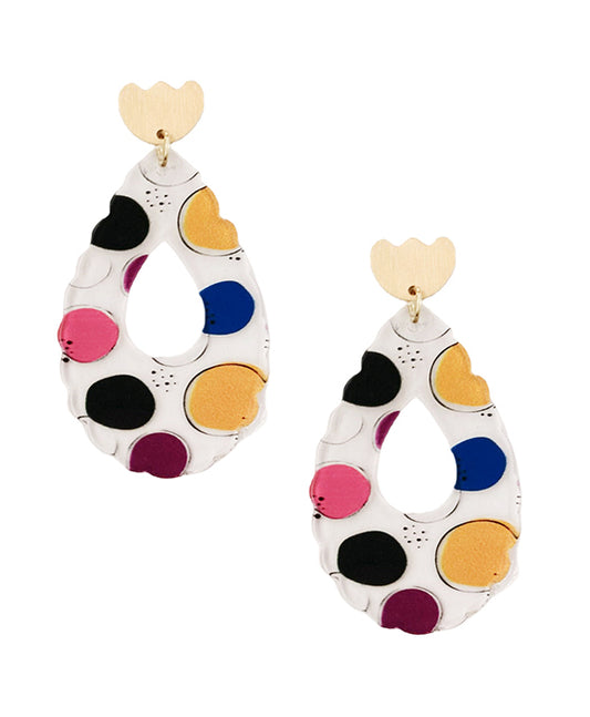 Acrylic Printed Teardrop Post Earring