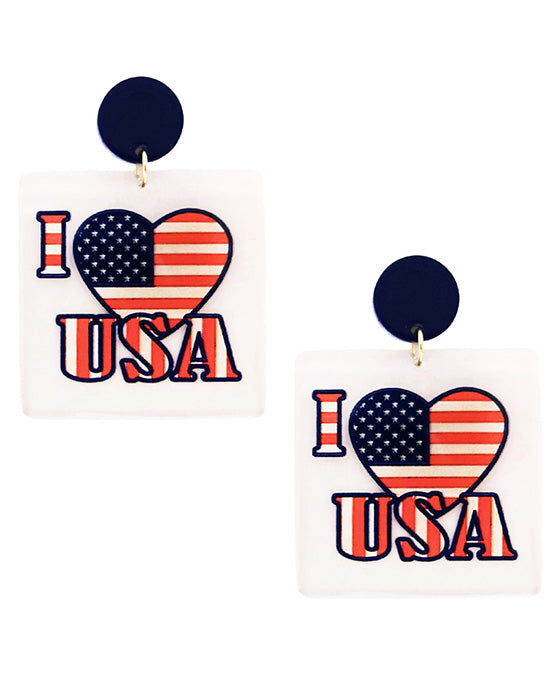 I Love USA Post Earring