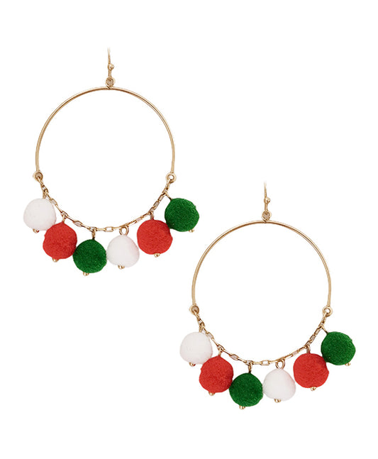 Christmas Round w/ Dangle Balls Earring