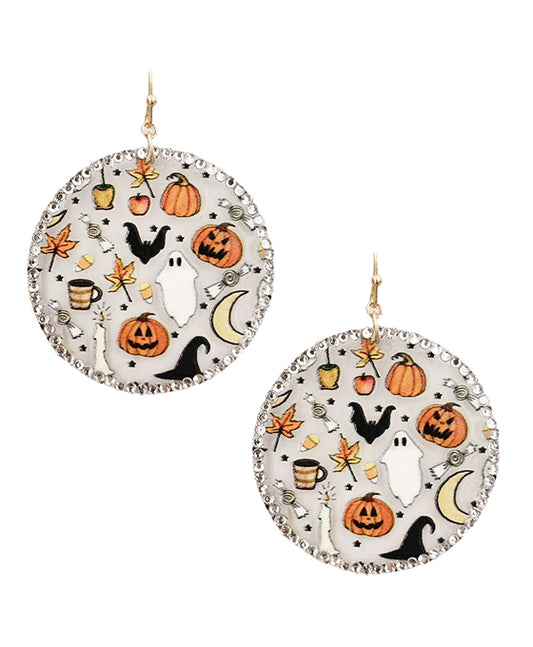 Halloween Printed Round Earring