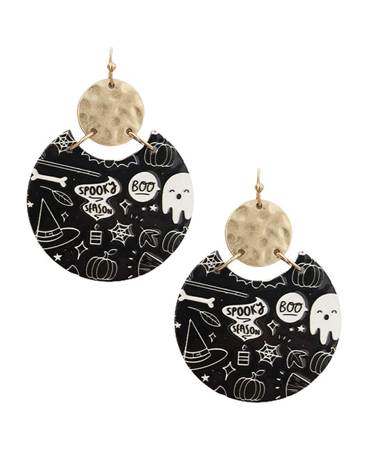 Halloween Printed Round Earring