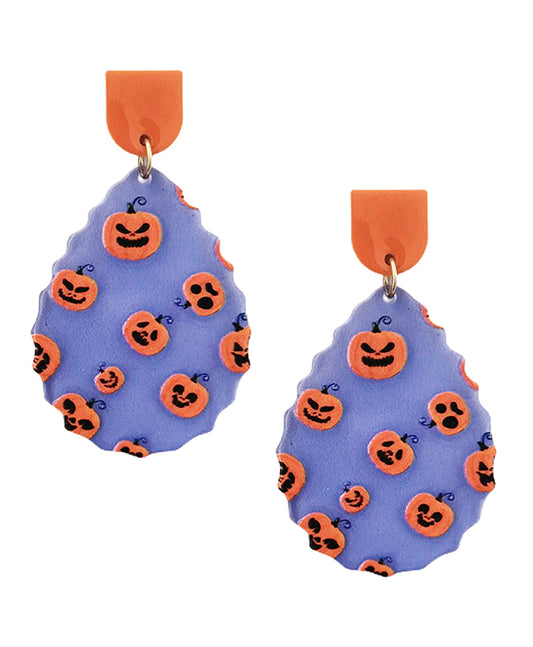 Halloween Printed Teardrop Post Earring