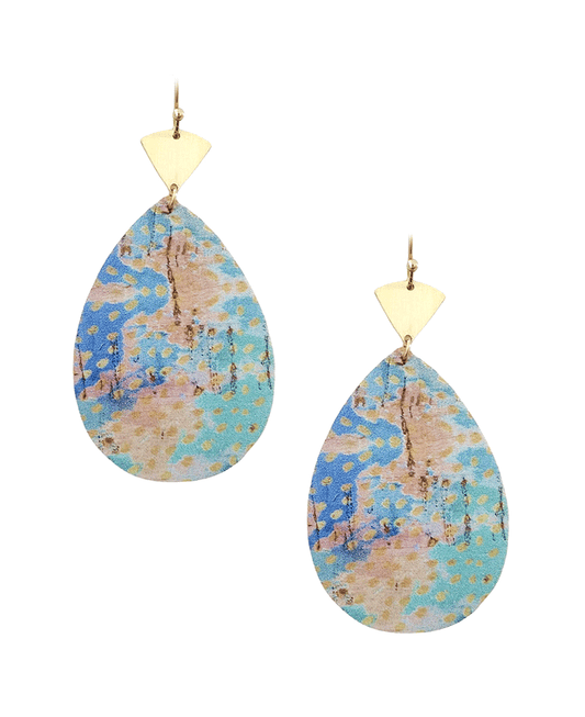 Tie Dye Cork Teardrop Earring