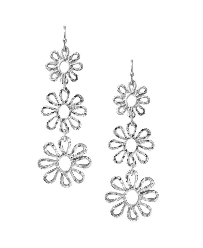 Metal Flower Drop Earring