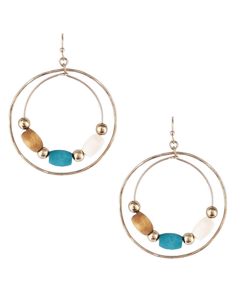 Double Circle w/ Beads Earring