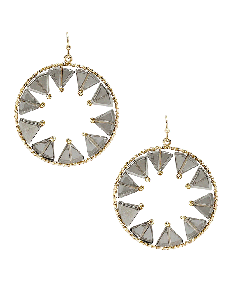 Circle Earring w/ Triangle Crystal Earring