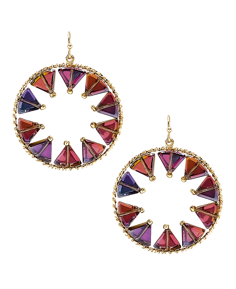 Circle Earring w/ Triangle Crystal Earring