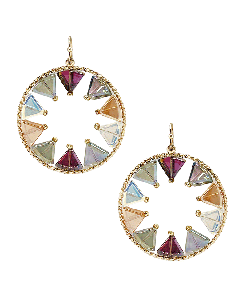 Circle Earring w/ Triangle Crystal Earring