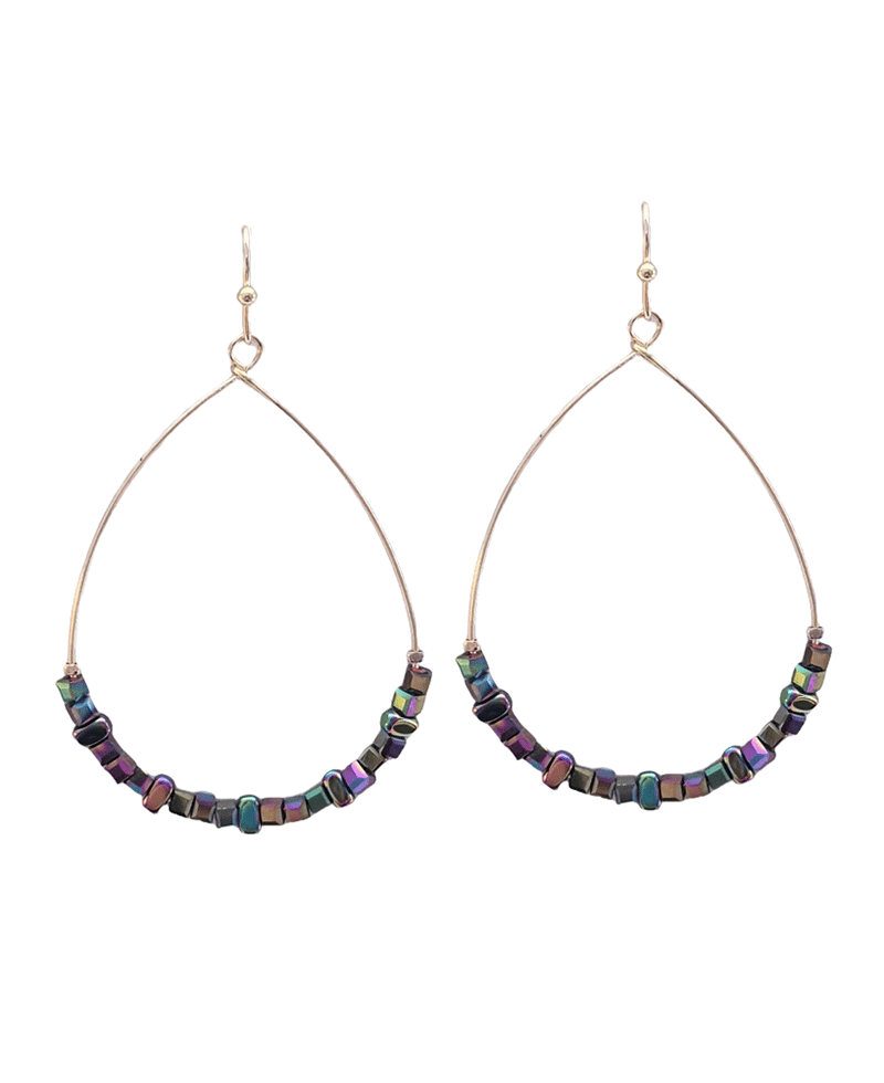 Wire Teardrop w/ Multi Bead Earring