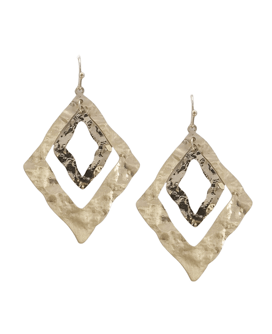 Hammered Double Diamond Earring