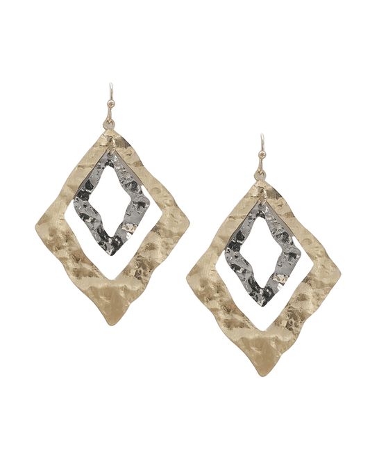 Hammered Double Diamond Earring