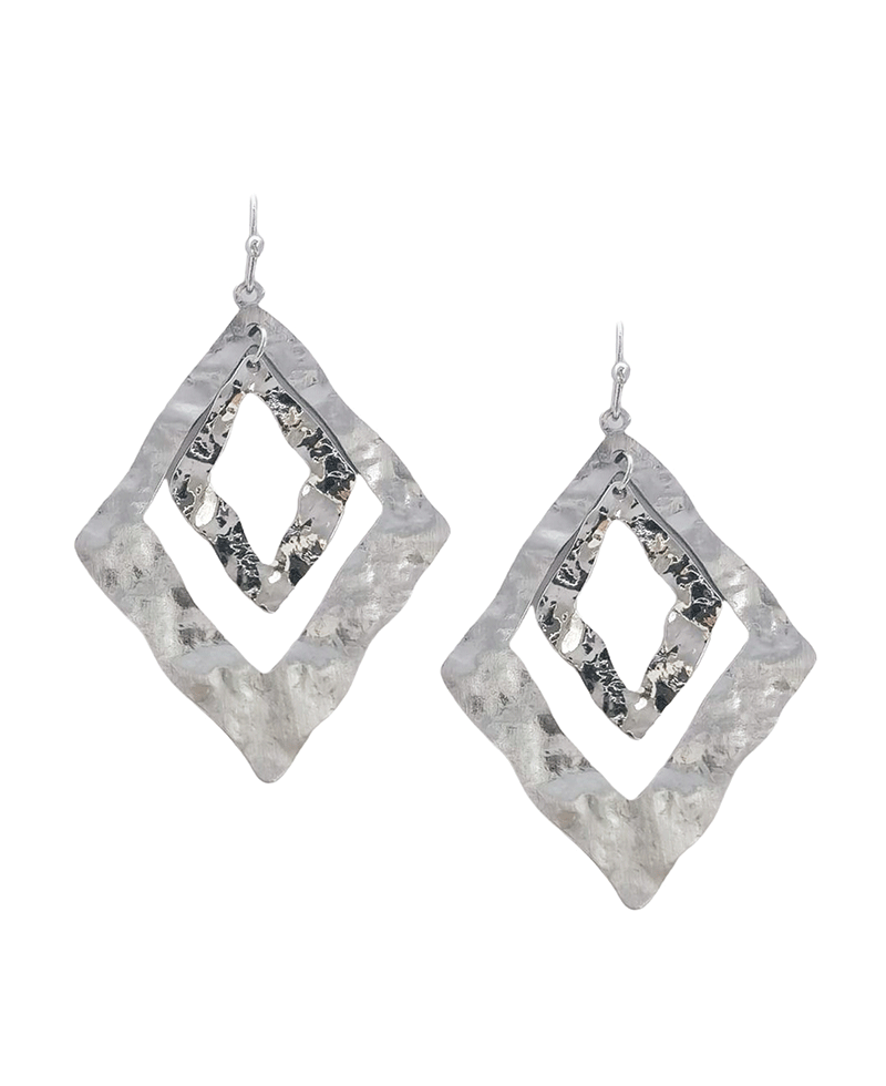 Hammered Double Diamond Earring