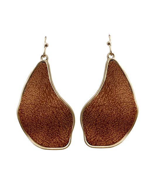 Geo Shape Leather Metal Earring