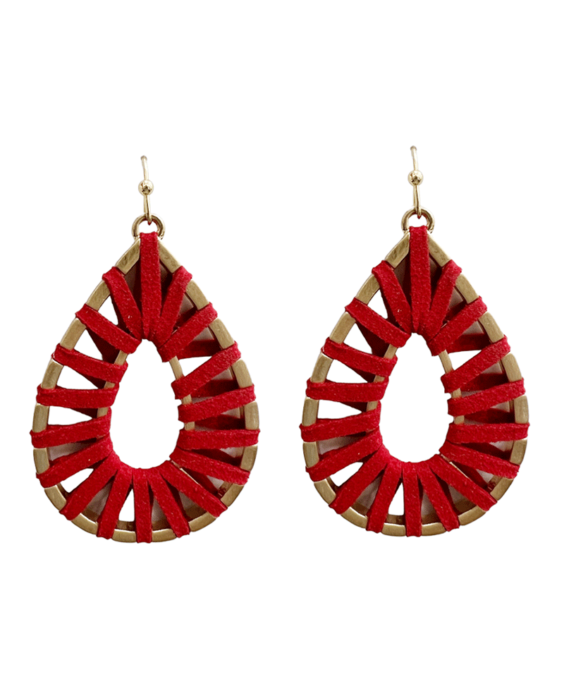 Leather Wrapped Teardrop Earring