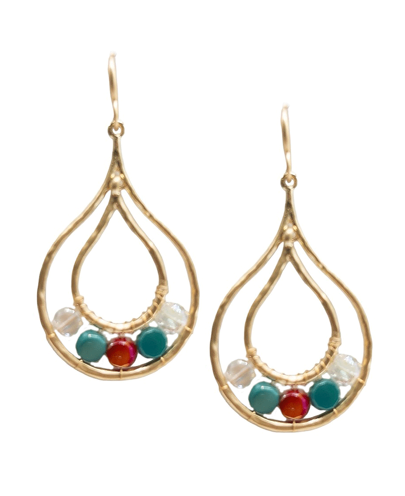 Multi Teardrop w/ Crystal Beads Earring