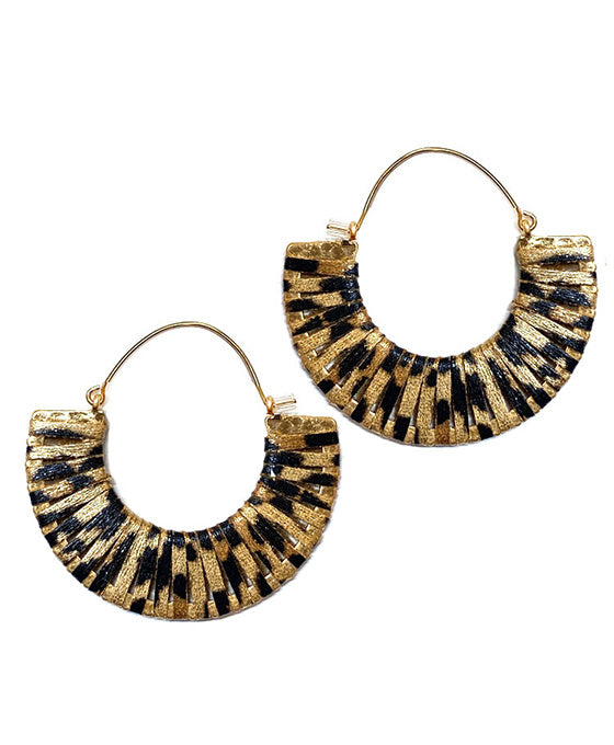 Animal Print Fan Shape Hoop Earring