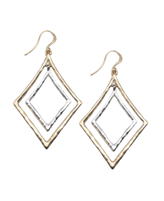 Textured Double Diamond Earring