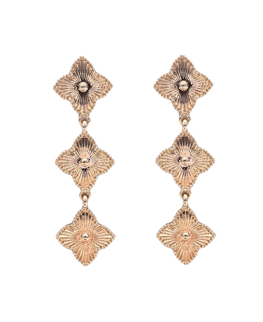 Textured Clover Shape Drop Earring