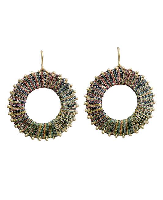 Wrapped Metal Round Earring