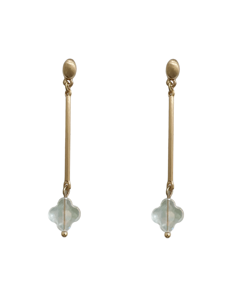 Metal Cylinder w/ Clover Post Earring