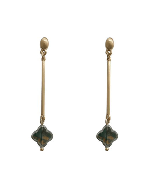 Metal Cylinder w/ Clover Post Earring