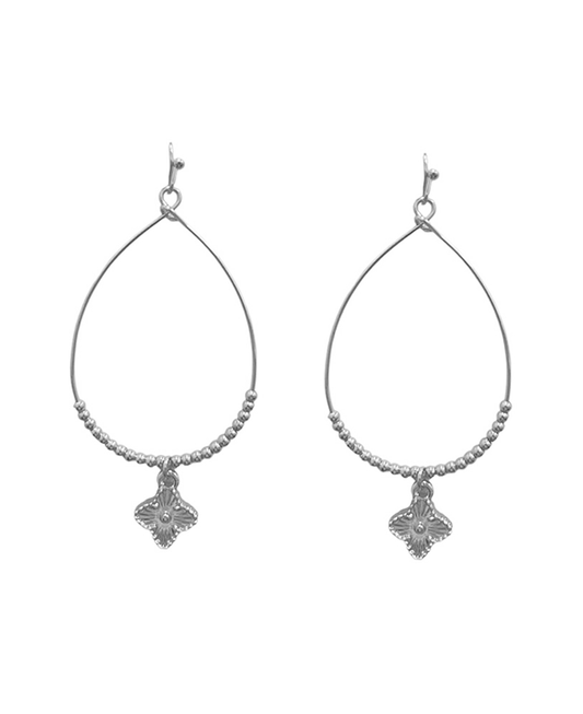 Teardrop w/ Flower Charm Earring