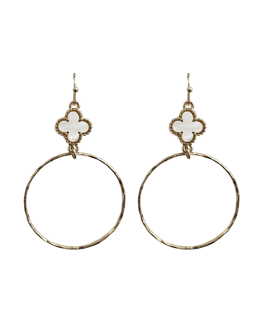 Clover Accent Wire Circle Earring