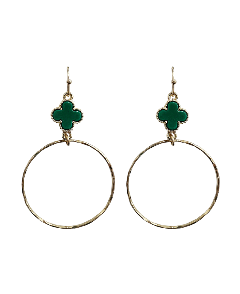 Clover Accent Wire Circle Earring