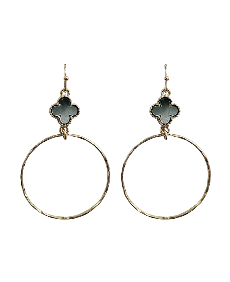 Clover Accent Wire Circle Earring