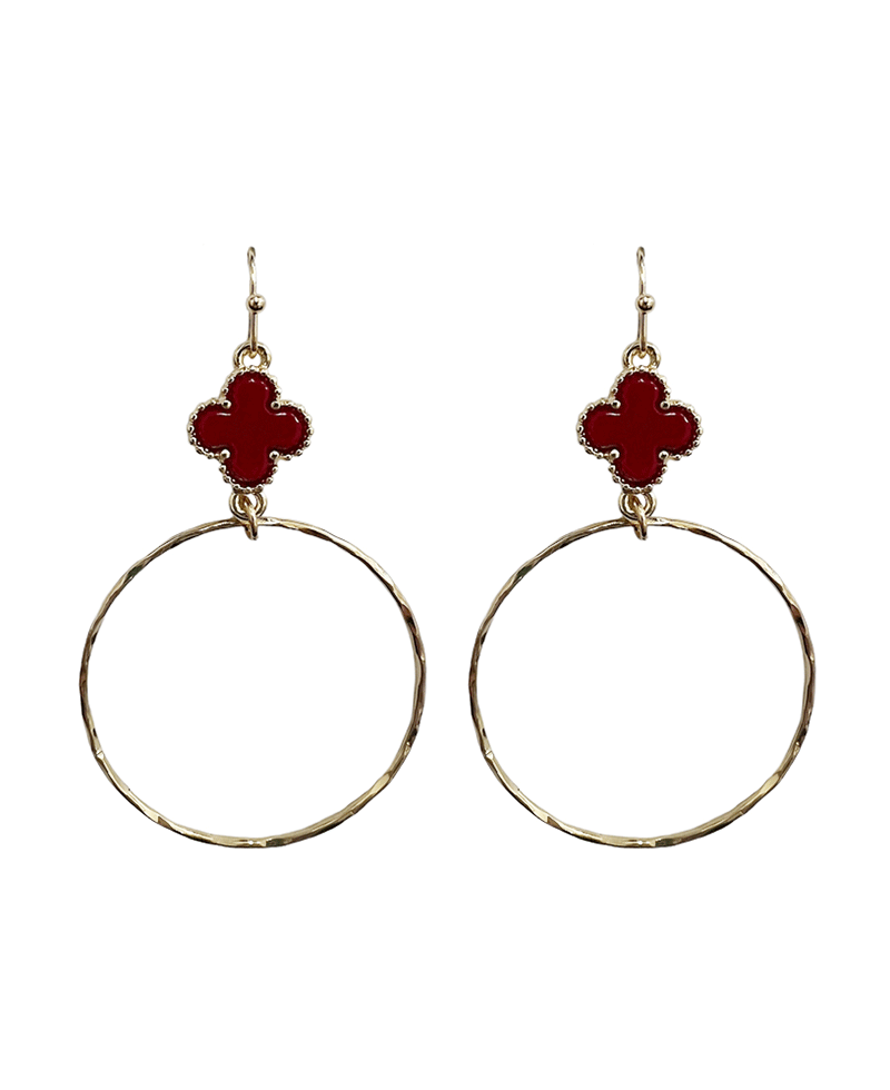 Clover Accent Wire Circle Earring