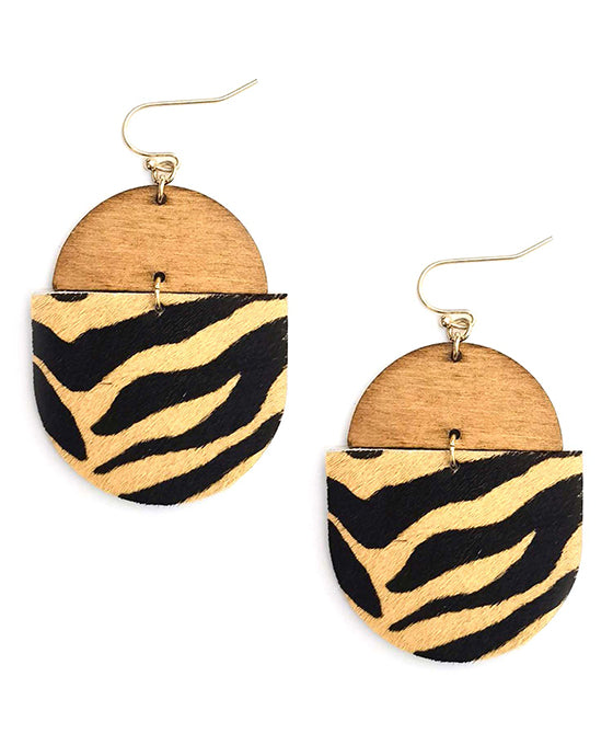 Animal Print w/ Wood Earring