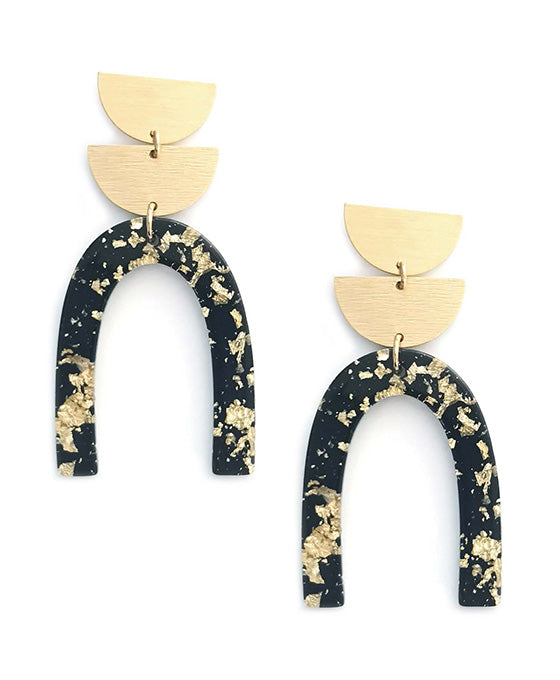 Wood & U-Shape Acrylic Earring