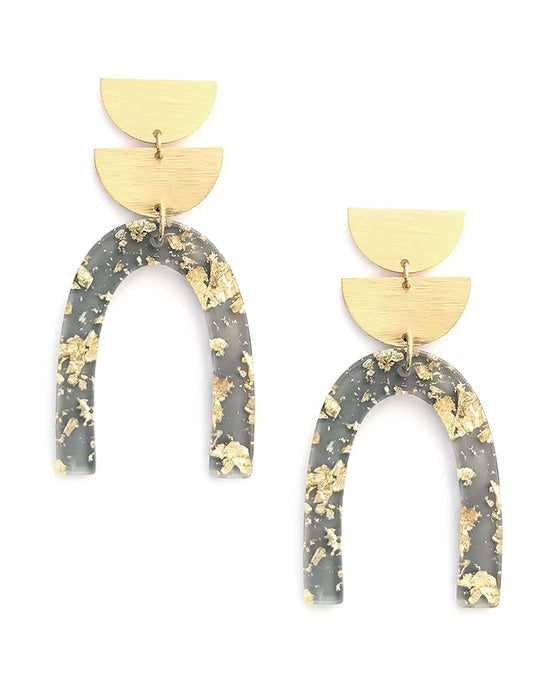 Wood & U-Shape Acrylic Earring