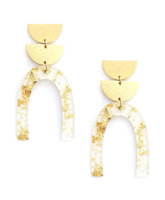 Wood & U-Shape Acrylic Earring