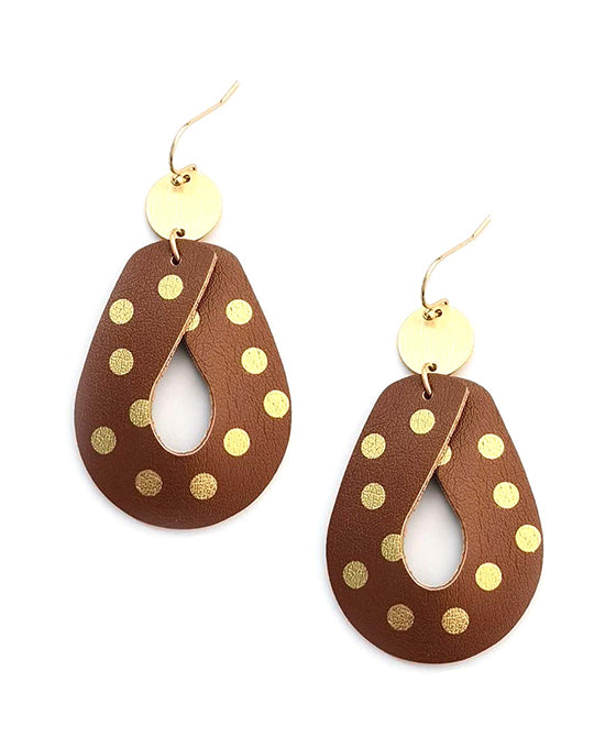 Polka Dot Print Leather Earring