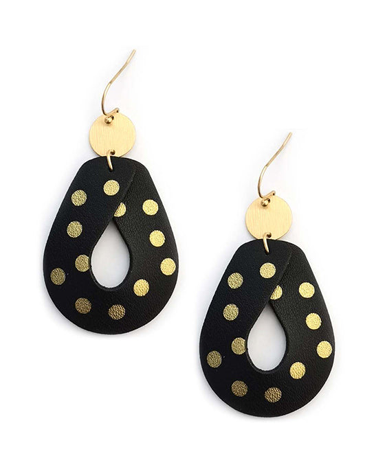 Polka Dot Print Leather Earring