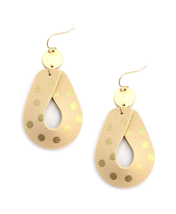 Polka Dot Print Leather Earring