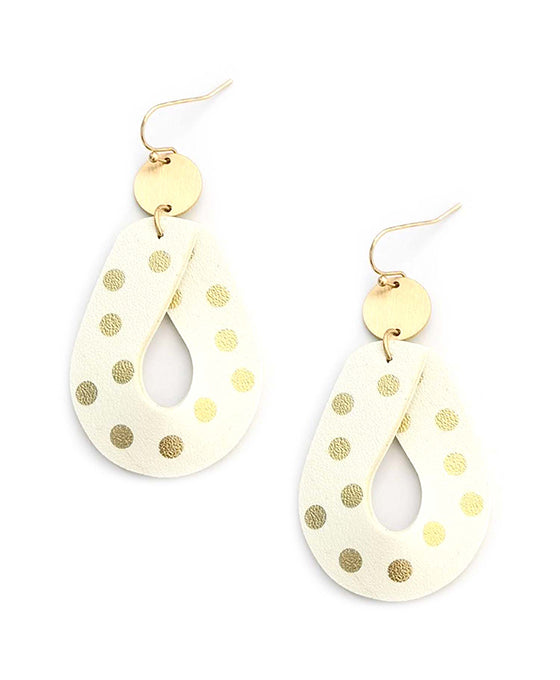 Polka Dot Print Leather Earring