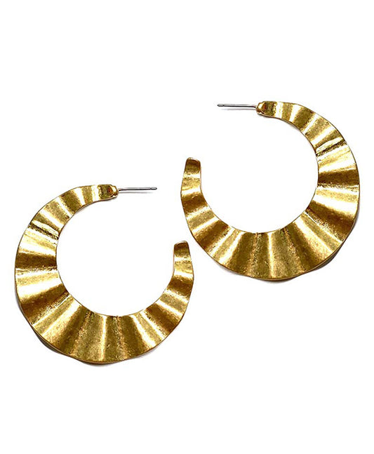 Curved Metal Round Hoop Earring