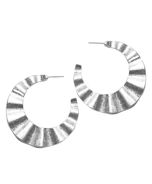 Curved Metal Round Hoop Earring