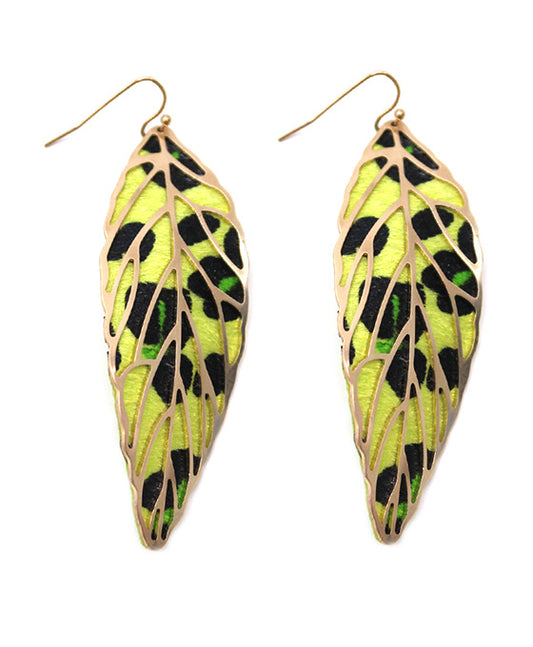 Animal Print Leaf Shape Earring