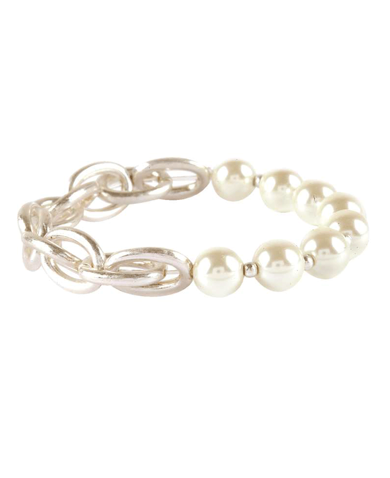 Pearl & Metal Chain Link Bracelet