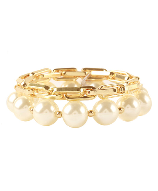 Plastic Pearl Link Elastic Bracelet