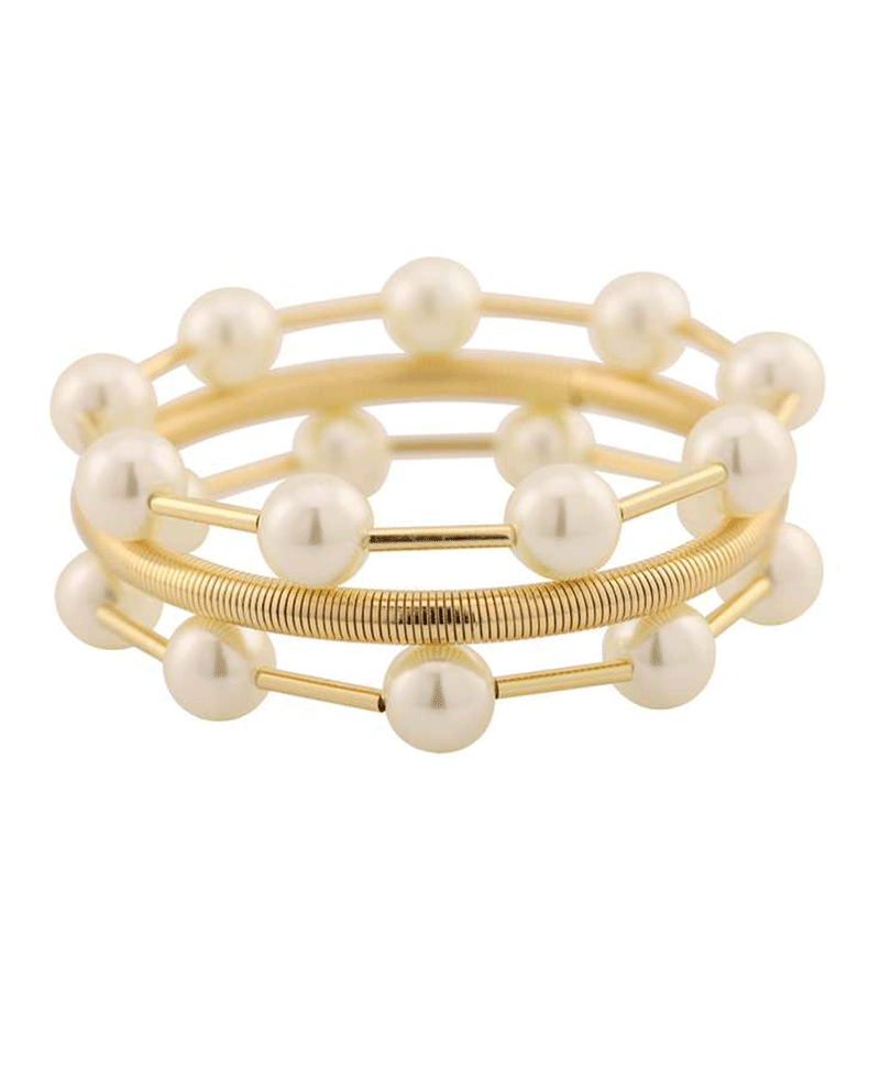 Pearl & Metal Herringbone Bracelet