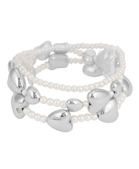 Pearl & CCB Heart Multi Stackable Bracelet